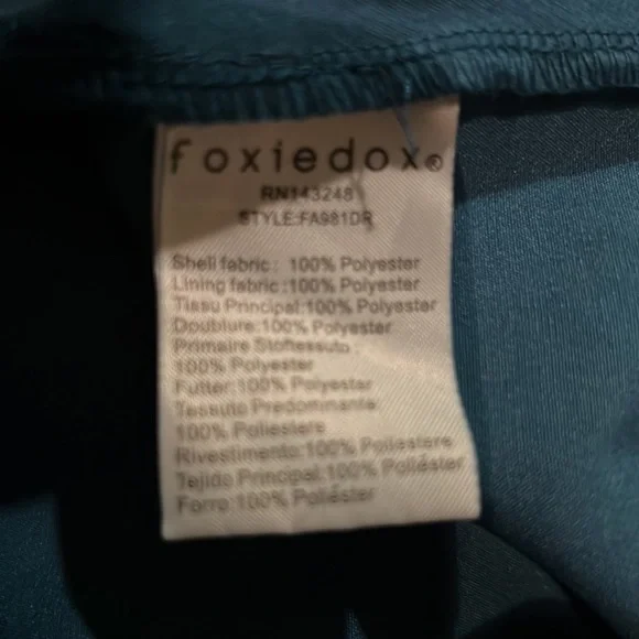 NWT $195 foxiedox | Gloria | Lace Dress with Sheer Arms in Sapphire & Teal Black - Picture 12 of 16